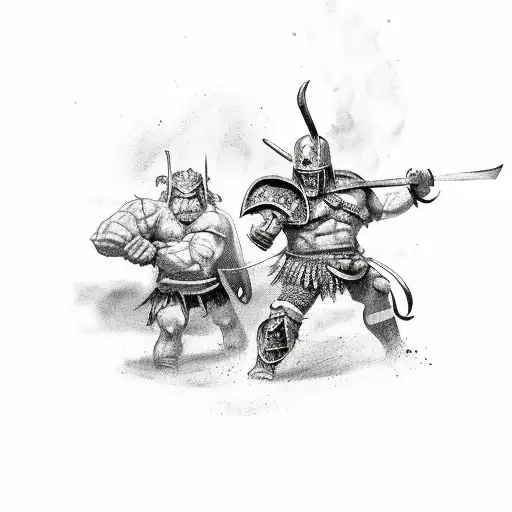 Barbarian Fighting Against Little Monster