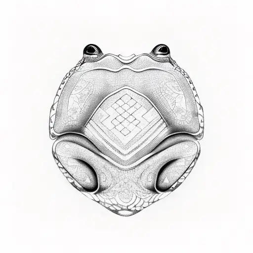 A Mesmerizing Pattern Of Lilies Surrounding A Frog Sitting On A Turtle Shell