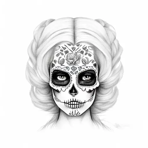 Sugar Skull Half Girl Face