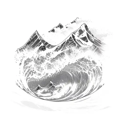 Ocean Wave And Mountain