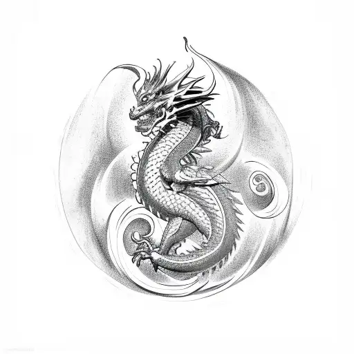 Dragon Emerging From A Swirling Vortex