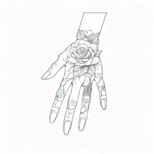 A Woman's Hand With A Rose Tattoo On It
