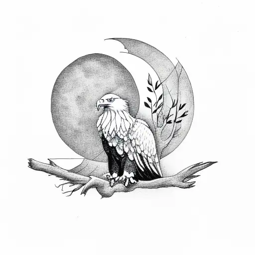 Eagle With Moon And Olive Tree