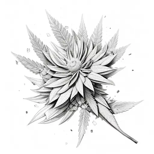 A Beautiful Bouquet Of Flowers Intertwined With Marijuana Leaves