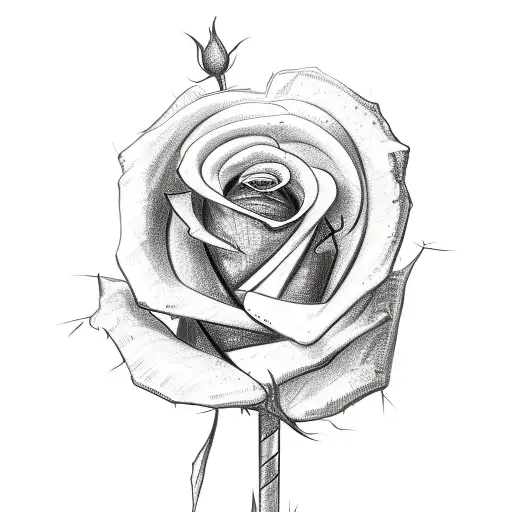 Sketch Of A Rose Growing Out Of A Test Tube