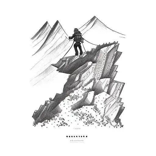 Meditation Scene With A Climber Conquering A Mountain Peak
