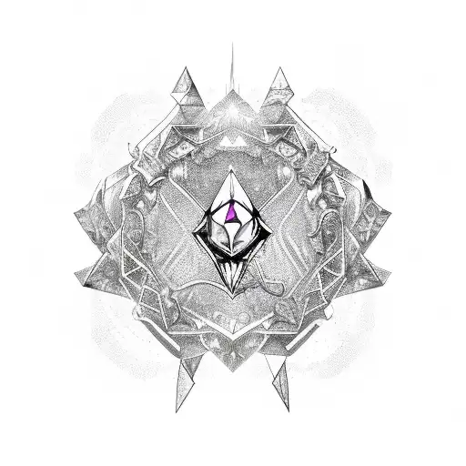 Cybersigil Bow With Ruby Crystal Heart In Centre