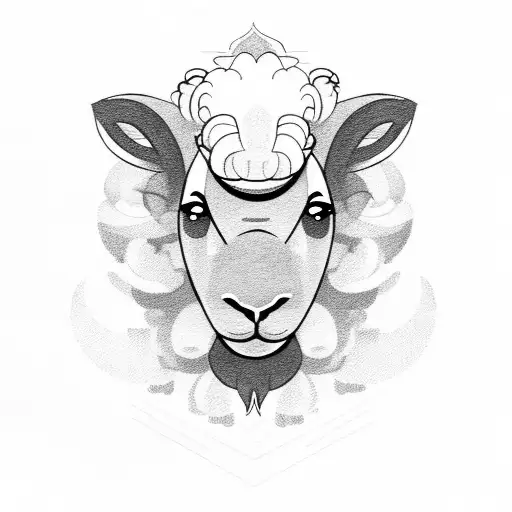 Half Lamb Half Lion With Words As Background