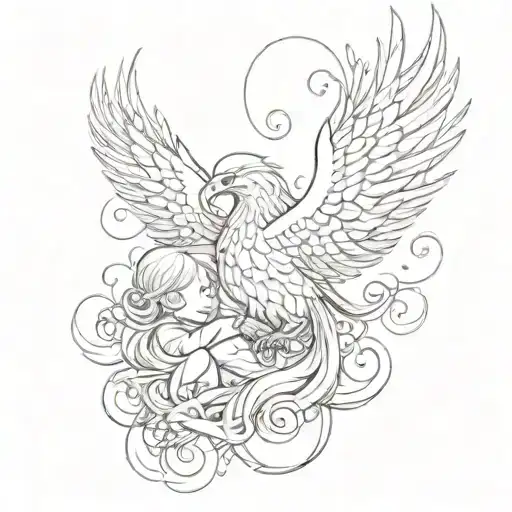 Phoenix Laying Around A Young Child