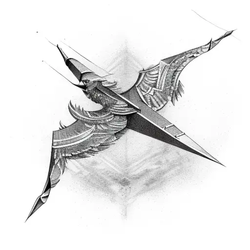 Arrow With Cross And Phoenix Wings