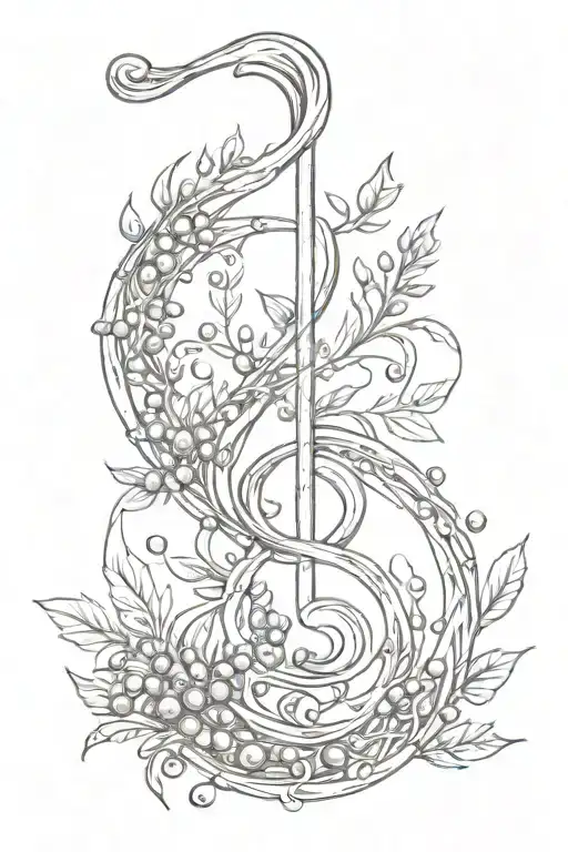 Eigth Music Note With Juniper Berries Wrapped Around