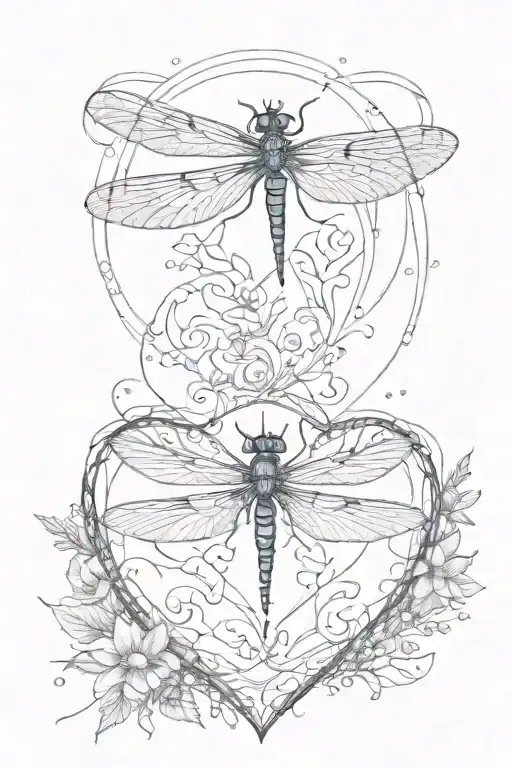 Dragonfly In A Heart With The Earth On This Back Ground