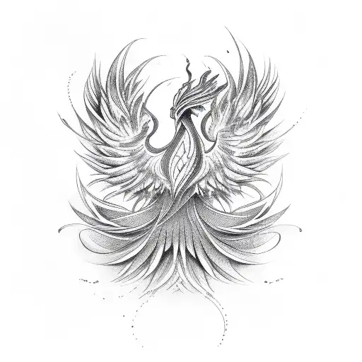 Abstract Phoenix Formed By Musical Notes