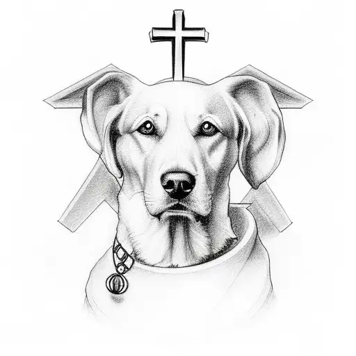 Christian Cross With Dog Memorial