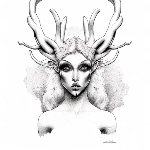 Mischevious Hedonist Sexy Female Faun Full Body