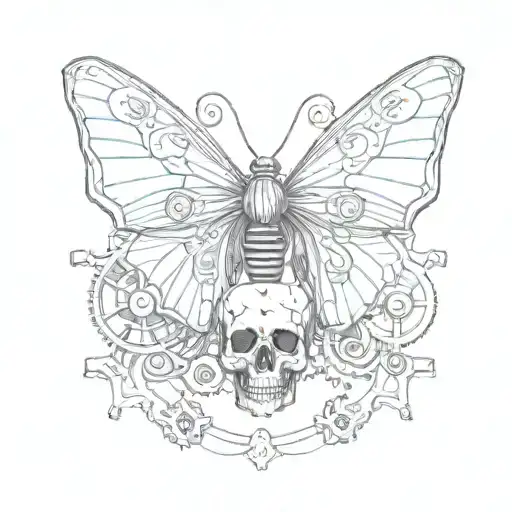 Butterfly With Skull In Center With The Wings Being Bicycle Gears