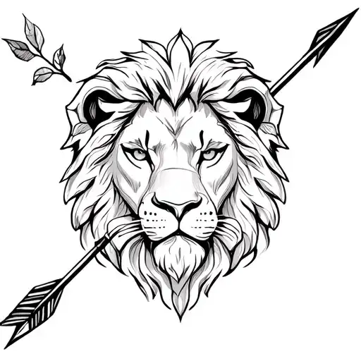 Rose And Arrow And Lion Head