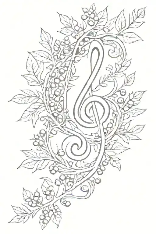 Music Note With Juniper Berries Wrapped Around It
