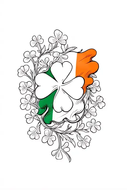 Shamrock Vine Around Irish Flag