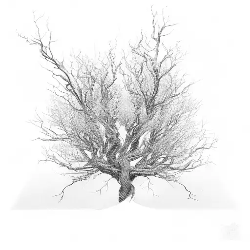 Twisted Tree Branches Horizontal Intertwined With Beads