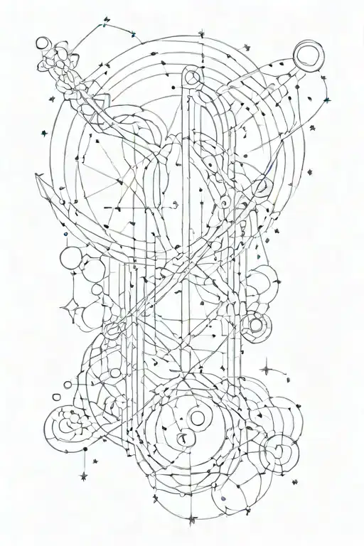 A Geometric Aquarius Constellation Design With Musical Notes Incorporated Into The Pattern