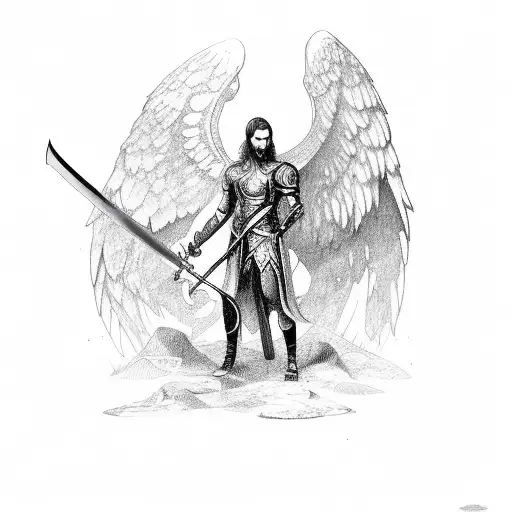 Male Fallen Arch Angel With Sword