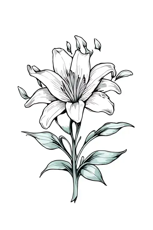 Cat Paw Print With A Lily Flower