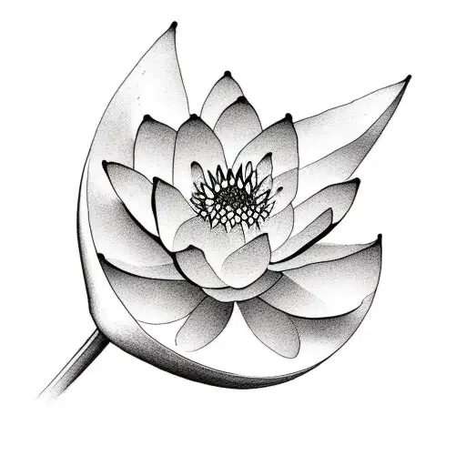 A Minimalist Tattoo Of A Water Lily Floating On A Violin's Sound Waves