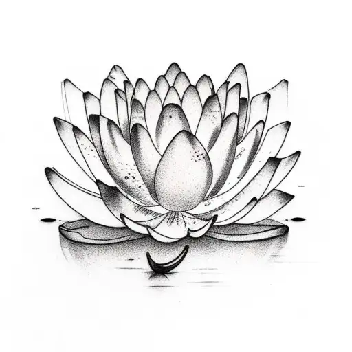 A Minimalist Tattoo Of A Water Lily Floating On A Violin's Sound Waves