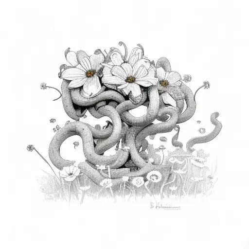 Medusa Picking Flowers In A Field