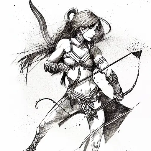 Warrior Girl With Bow And Arrow
