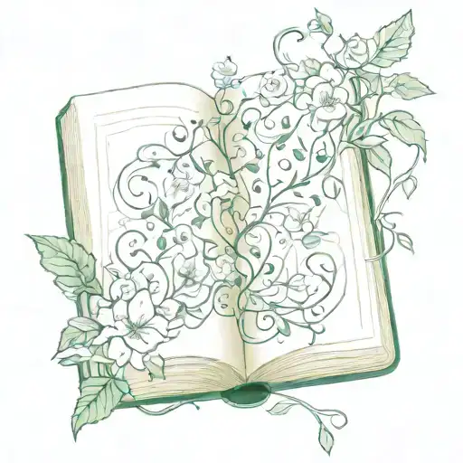 An Open Book With Intricate Floral Patterns And Lush Green Vines Growing Out Of It