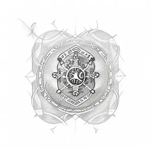 A Sketch Style Tattoo Of A Vegvisir Symbol Made Up Of Musical Notes