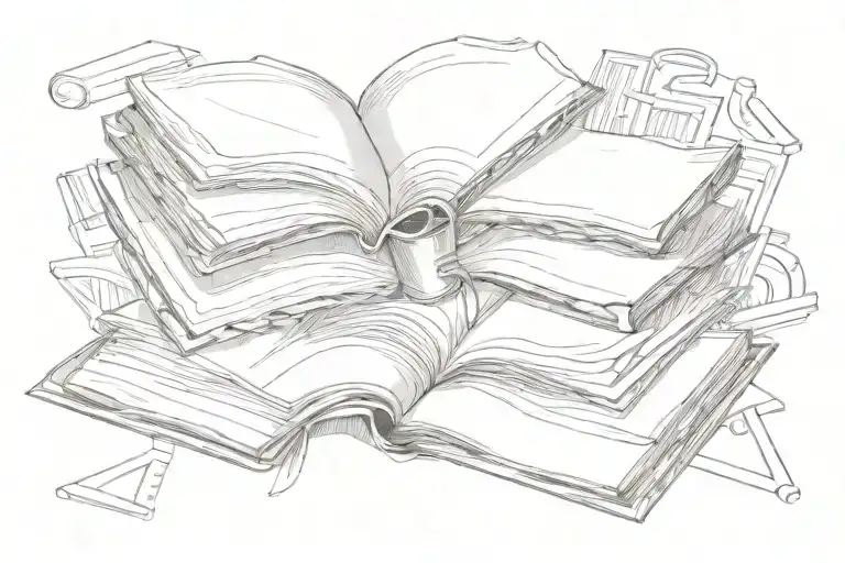 Stack Of Book Open In Front