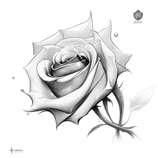 A Knight's Sword On Which She Grows A White Rose And A Black Rose With A Bud In The Center