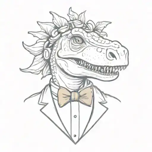 Cute Dinosaur Wearing Bowtie