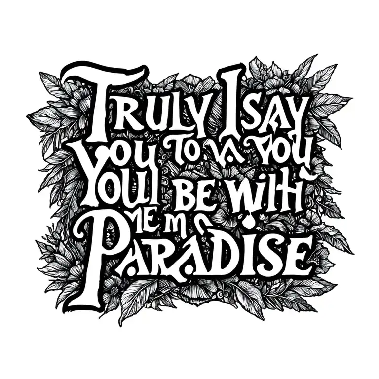 'Truly I Say To You You Will Be With Me In Paradise' In A Script Font