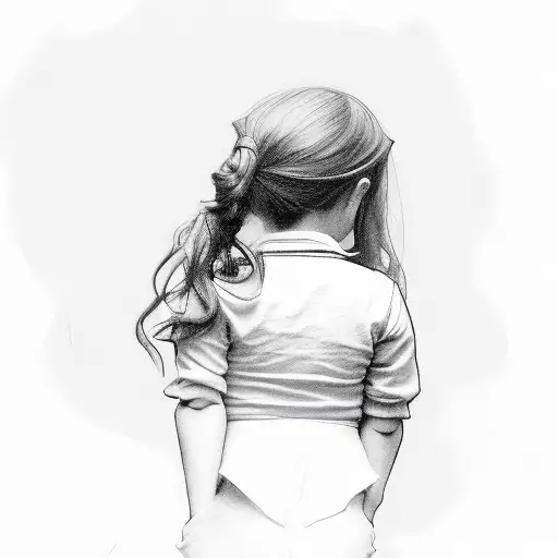 Little Girl From Behind With Adult Clothes