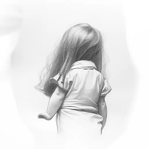 Little Girl From Behind With Adult Clothes