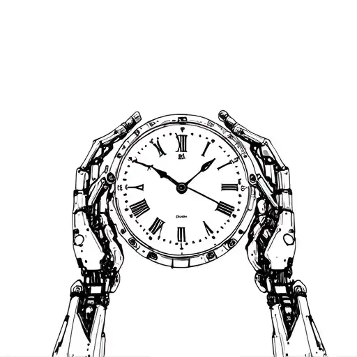 Mechanical Clock Hands Morphing Into Cyber Punk Robotic Arms