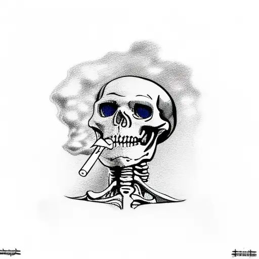 Skeleton Drinks Beer And Smokes Cigarette While In The Background There Is A Nuclear Explosion