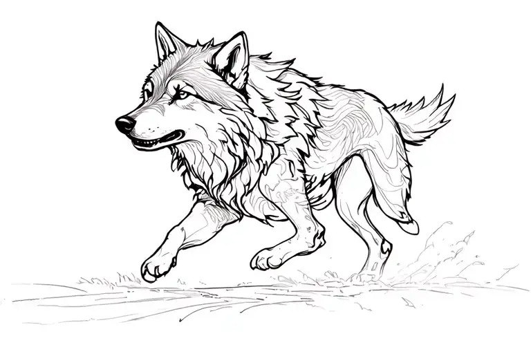 Wolf Running Clear Face