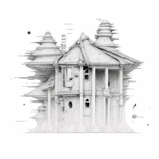 Simple Lost House In Space With Dirt Ground