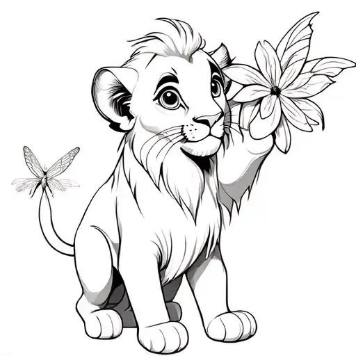 Baby Nala Lion King Playing With Flower Or Buterfly Or Star