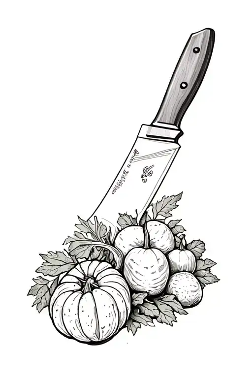 Chef Knife With Vegetables