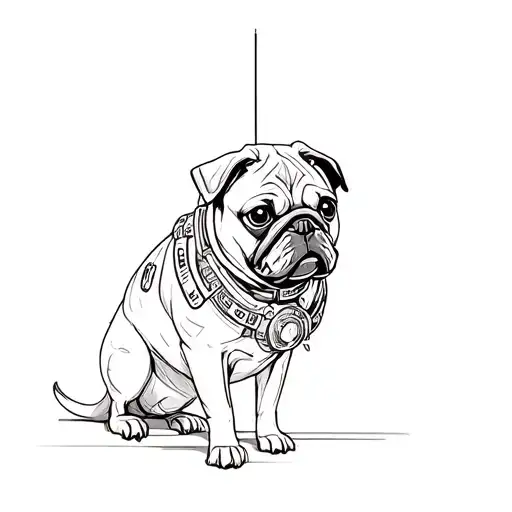 Clock Tower Merged With Futuristic Cyber Punk Pug