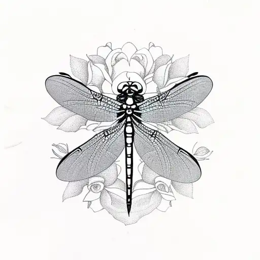 Dragonfly With Roses And Eye