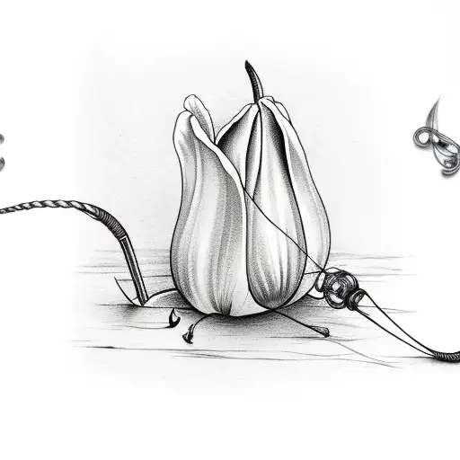 Tulip With Fishing Line And Hook