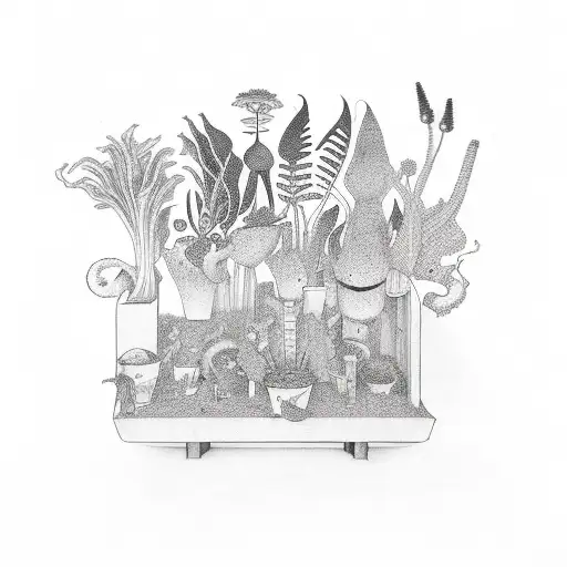 A Plant Curiosity Cabinet With Monsters