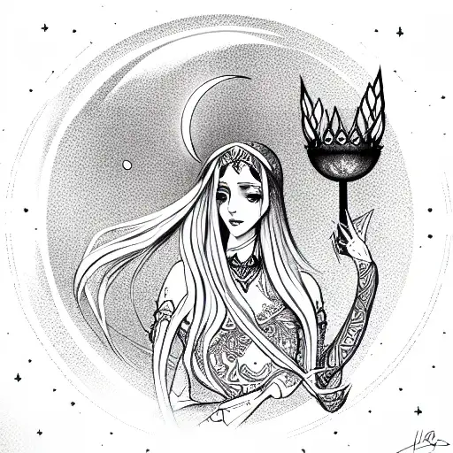 Virgo Maiden With Moon